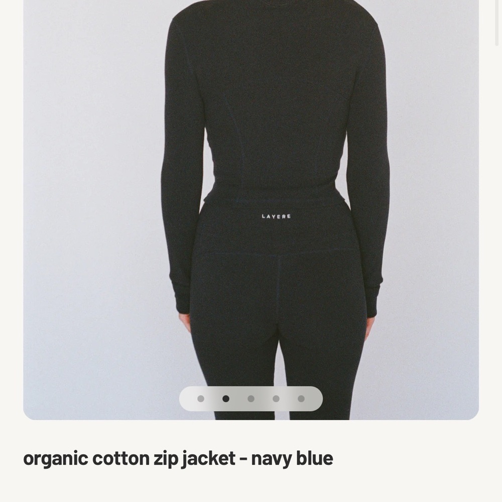 Organic Cotton Zip Jacket - Navy Blue - Picture 3 of 6